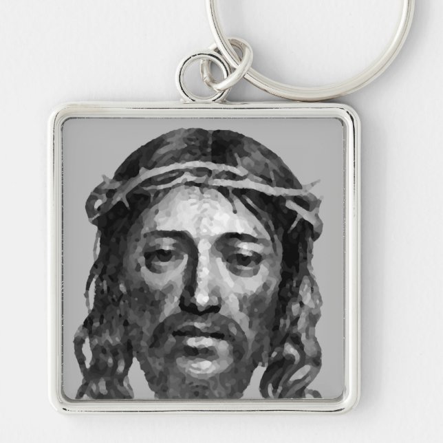 JESUS CHRIST FYRKANTIG SILVERFÄRGAD NYCKELRING (Framsidan)