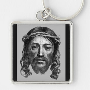 JESUS CHRIST FYRKANTIG SILVERFÄRGAD NYCKELRING