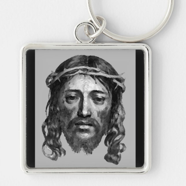 JESUS CHRIST FYRKANTIG SILVERFÄRGAD NYCKELRING (Framsidan)