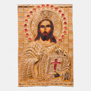 Jesus christ guld- symbol kökshandduk
