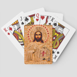 Jesus christ guld- symbol spelkort