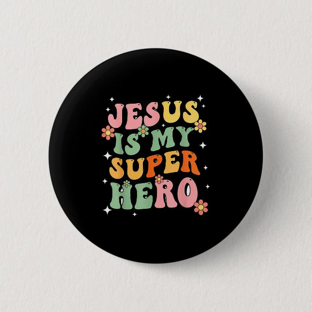 Jesus Christ Is My Superhero Jesus Loves You Funny Knapp (Framsida)