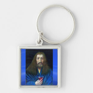 JESUS CHRIST, KALISEN I EMMAUS FYRKANTIG SILVERFÄRGAD NYCKELRING