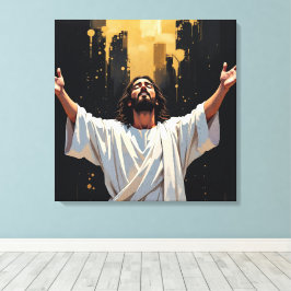 Jesus Christ Our Savior | Black and Gold Canvastryck