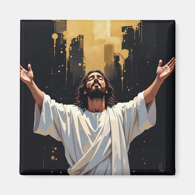 Jesus Christ Our Savior | Black and Gold Magnet (Framsidan)