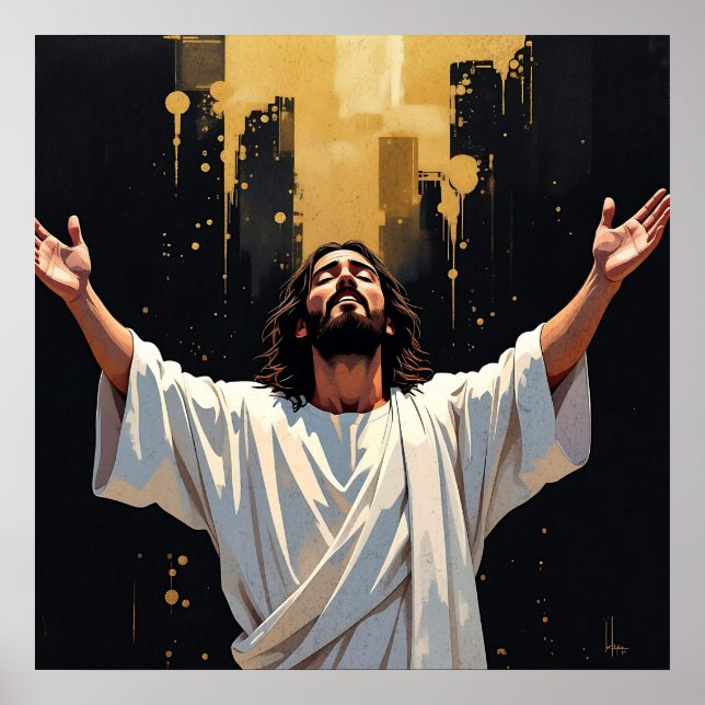 Jesus Christ Our Savior | Black and Gold Poster (Framsidan)