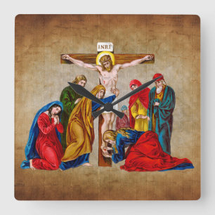 JESUS CHRIST PÅ KOR CLOCK FYRKANTIG KLOCKA