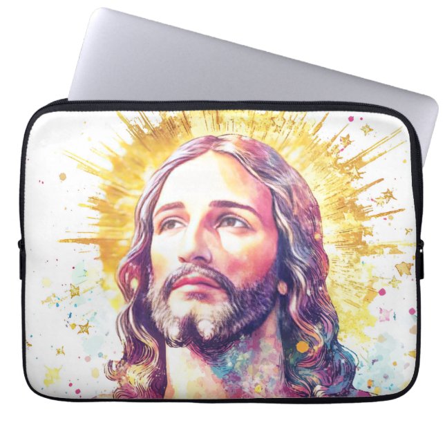 Jesus Christ Portrait Christian Religious Design Laptop Fodral (Framsidan)