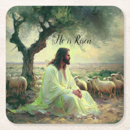 Jesus Christ Religious Easter Catholic  Underlägg Papper Kvadrat