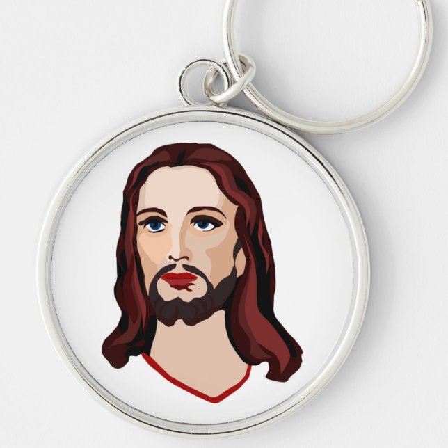 JESUS CHRIST RUND SILVERFÄRGAD NYCKELRING (Framsidan)