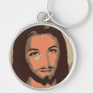 JESUS CHRIST RUND SILVERFÄRGAD NYCKELRING