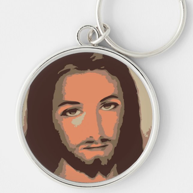 JESUS CHRIST RUND SILVERFÄRGAD NYCKELRING (Framsidan)