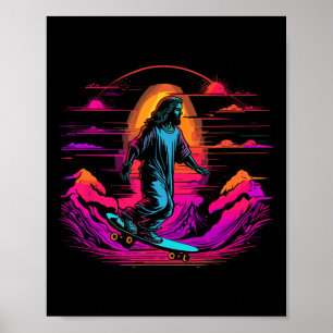 Jesus Christ Skateboarding - Retro Kristet Skatebo Poster