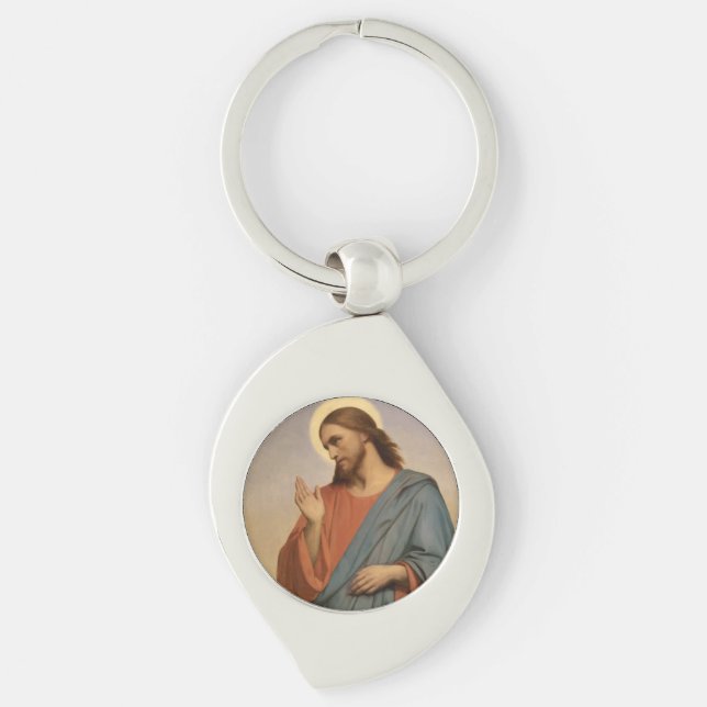 JESUS CHRIST SWIRL SILVERFÄRGAD NYCKELRING (Framsidan)