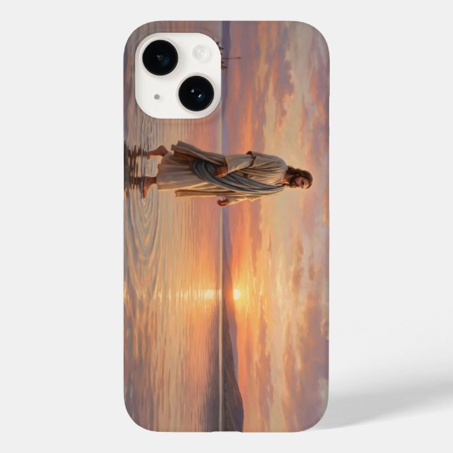 Jesus Christ Walking on Water iPhone Case (Baksida)