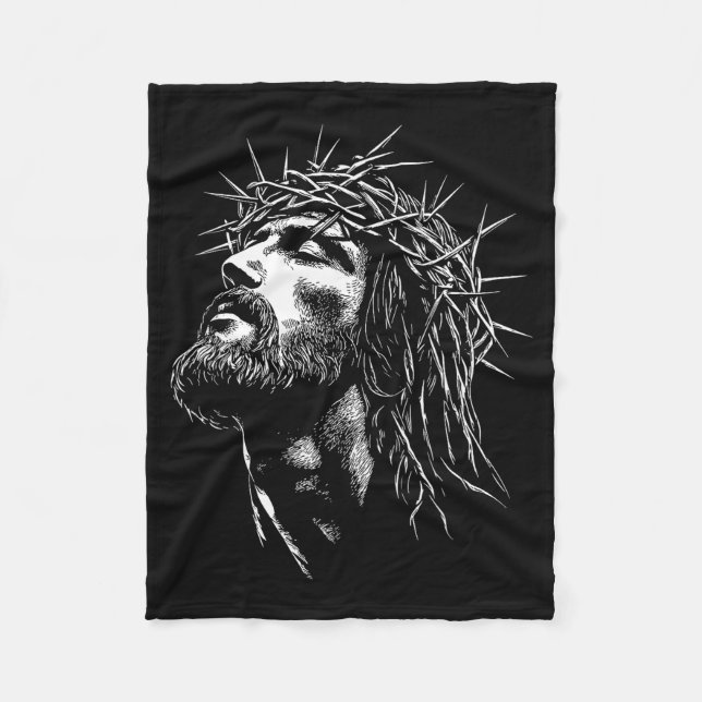 Jesus Christ With Crown Of Ns Jesus Graphic  Fleecefilt (Framsidan)