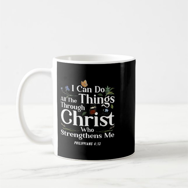 Jesus Christian Bible Verse Philippians 413 Flower Kaffemugg (Vänster)