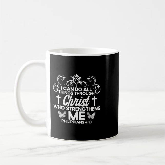 Jesus Christian Bible Verse Philippians 413 Flower Kaffemugg (Vänster)
