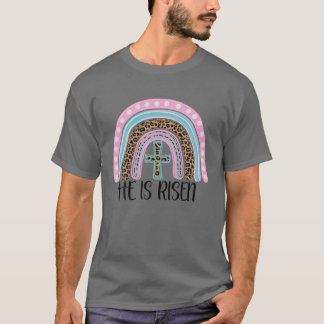 Jesus Christian Cross Rainbow He Is Risen Happy Ea T Shirt