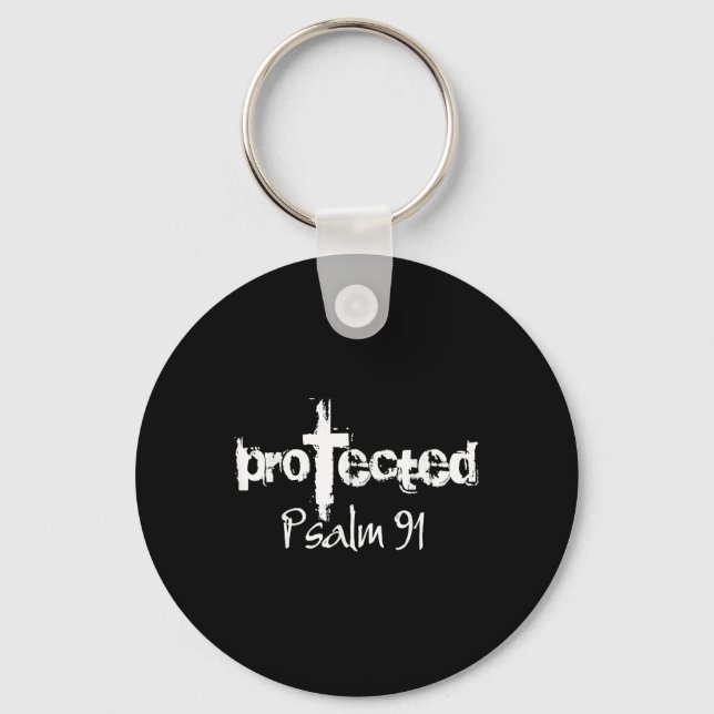 Jesus Christian Design - Gud skyddad Psalm 91 Bi Nyckelring (Framsida)