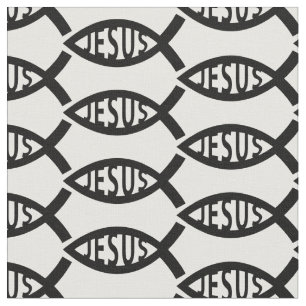 Jesus Christian Fish Mönster Tyg