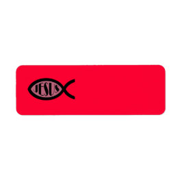 JESUS Christian Fish Symbol Returadress Etikett