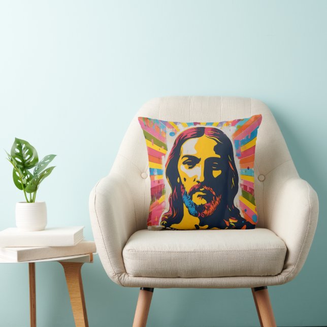 Jesus Christian Pop Art Kudde (Stol)
