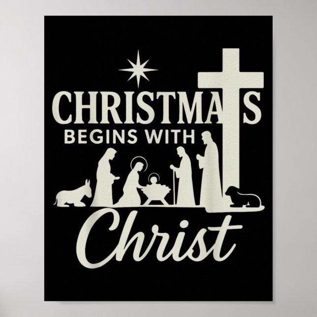 Jesus Christmas Begins With Christ Pjs Pajamas Tod Poster (Framsidan)