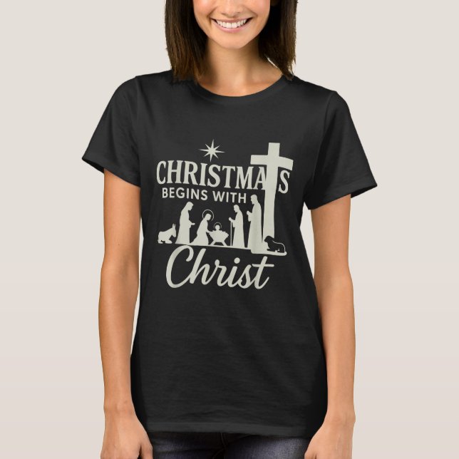 Jesus Christmas Begins With Christ Pjs Pajamas Tod T Shirt (Framsida)