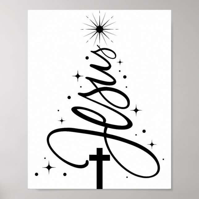 Jesus Christmas Tree Christian Bible Verse Snowfla Poster (Framsidan)
