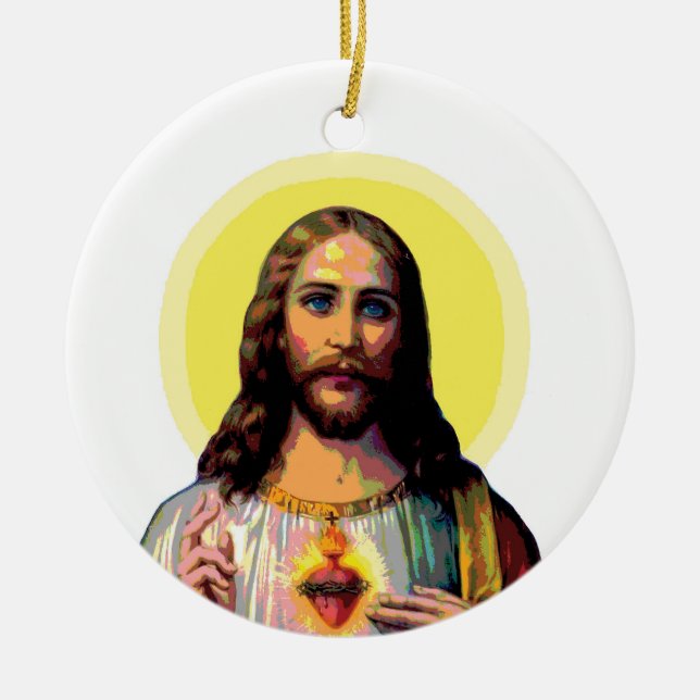Jesus Christus i Pop Art Stil Julgransprydnad Keramik (Framsidan)