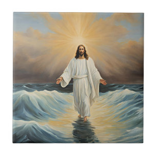 Jesus Christus vandrar på vattnet Kakelplatta