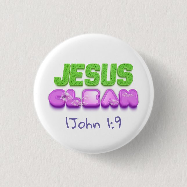 Jesus Clean forgiven söt kristen design Knapp (Framsida)