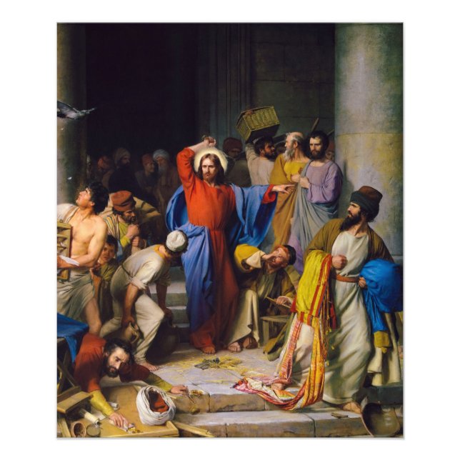 Jesus Cleansing the Temple by Carl Bloch Fototryck (Framsidan)