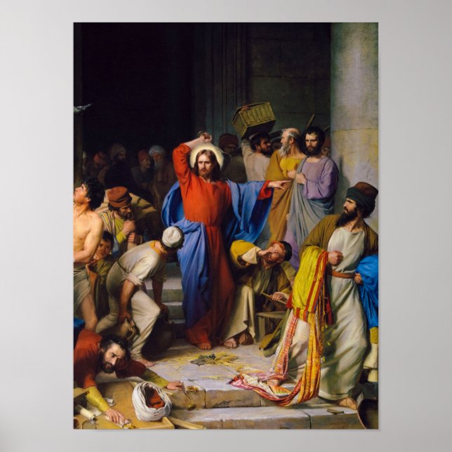 Jesus Cleansing the Temple by Carl Bloch Poster (Framsidan)
