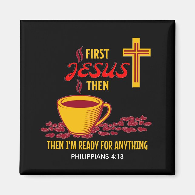 Jesus Coffee Älskare Magnet (Framsidan)