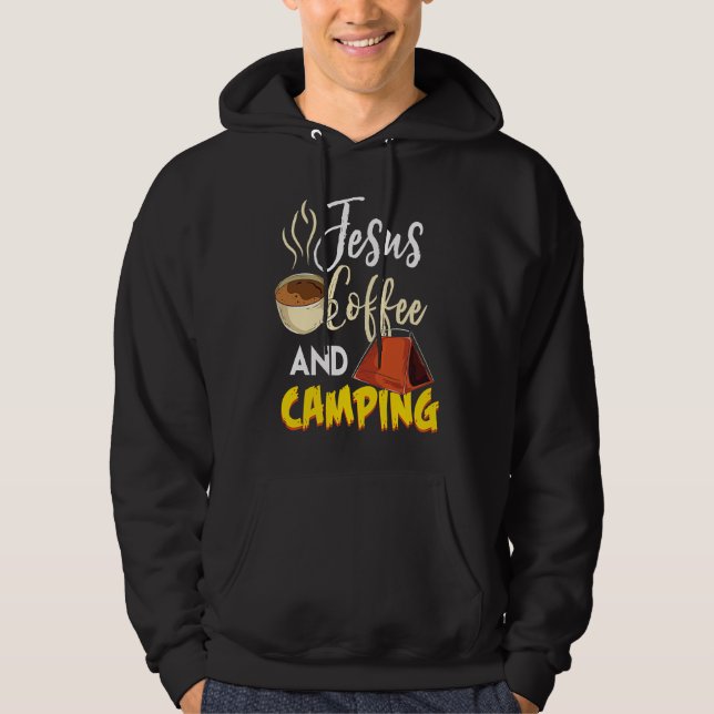 Jesus Coffee & Camping  Great Christian Camping Ca Hoodie (Framsida)