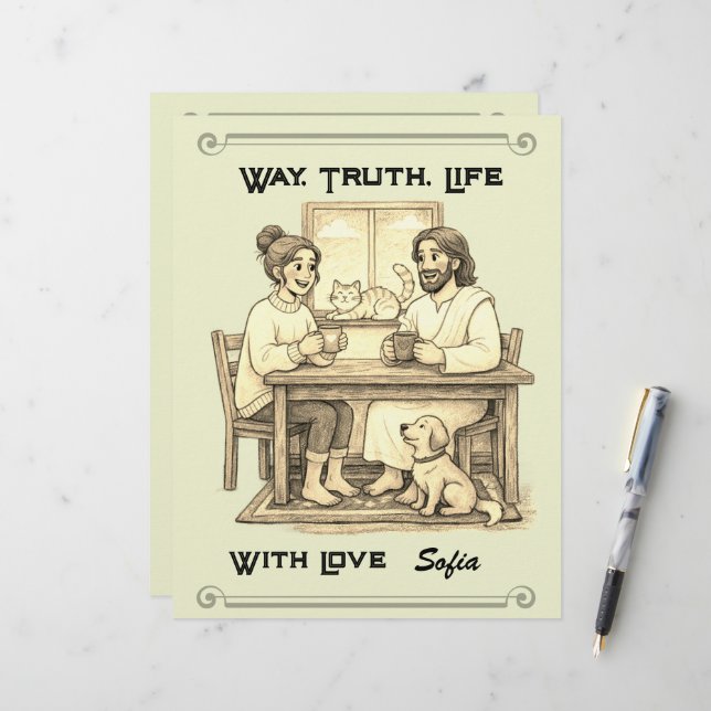 Jesus & Coffee | Personalized Spiritual Letterhead Brevhuvud (Fram/Back In Situ)