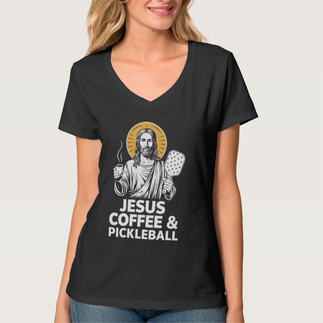 Jesus Coffee Pickleball T Shirt (Framsida)