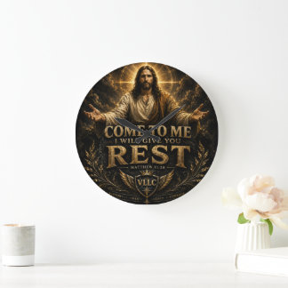 Jesus Come to Me Christian Gold Sacred Art Stor Klocka