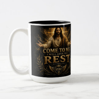 Jesus Come to Me Christian Gold Sacred Art Två-Tonad Mugg