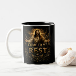 Jesus Come to Me Christian Gold Sacred Art Två-Tonad Mugg