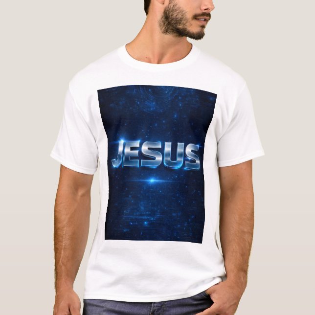 JESUS – Cosmic Metallic Glow T-Shirt (Framsida)