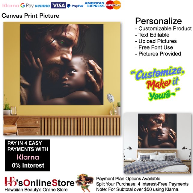 Jesus Cradling Child Kanvastryck Bild 3 (Jesus Cradling Child Biblical Christian Canvas Print Picture 2.)