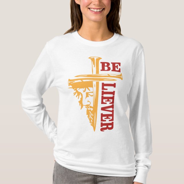 Jesus Cross Nail Design – Powerful Christian T Shirt (Framsida)