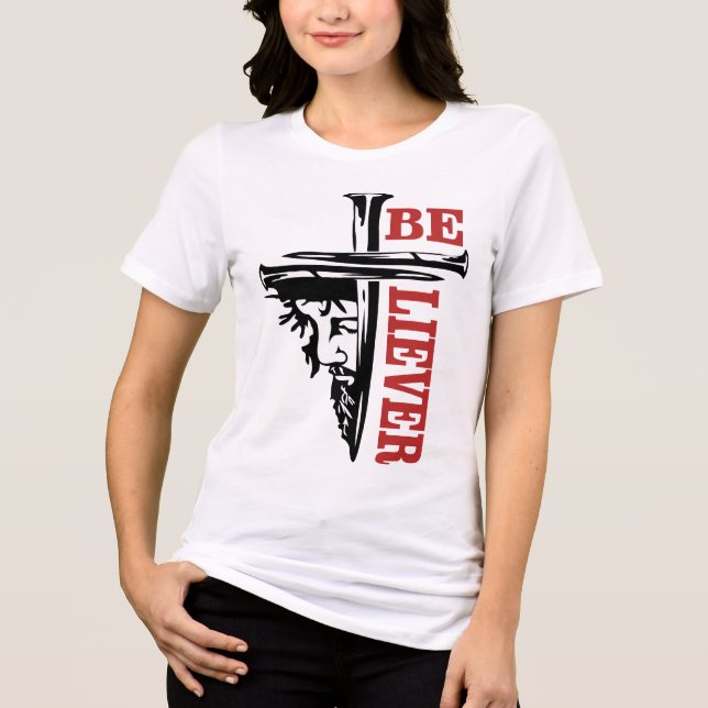 Jesus Cross Nail Design – Powerful Christian T Shirt (Framsida)