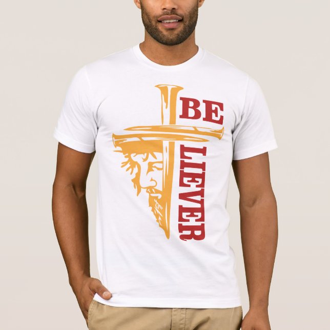 Jesus Cross Nail Design – Powerful Christian T Shirt (Framsida)