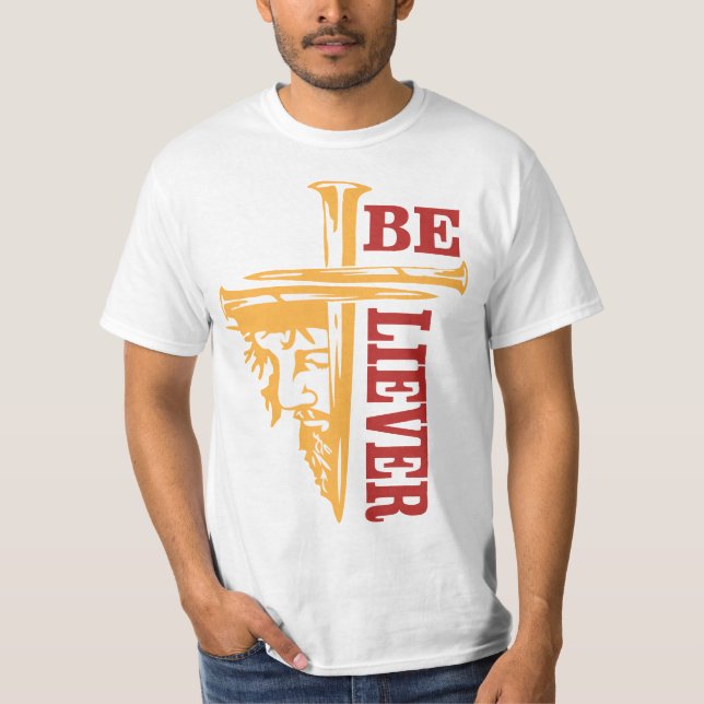 Jesus Cross Nail Design – Powerful Christian T Shirt (Framsida)