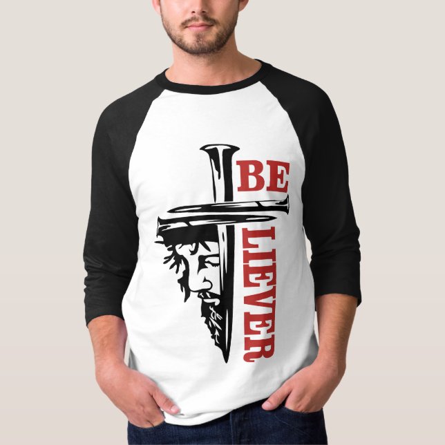 Jesus Cross Nail Design – Powerful Christian T Shirt (Framsida)