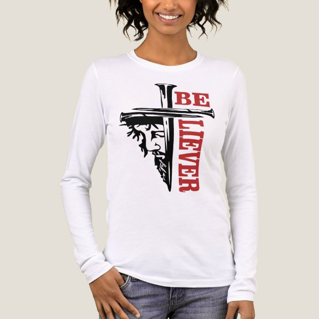 Jesus Cross Nail Design – Powerful Christian T Shirt (Framsida)